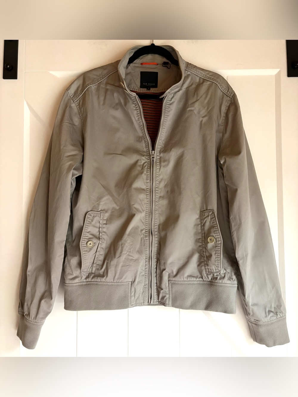 Ted Baker London Taupe Gray Lightweight Bomber Jacket Mens 5 Large